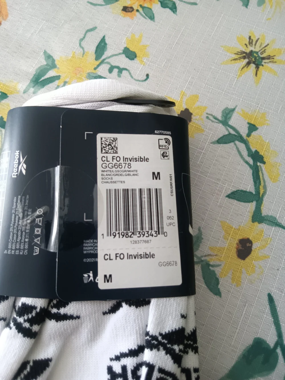 Reebok Unisex White Invisible Socks - 3 Pack One size fits all